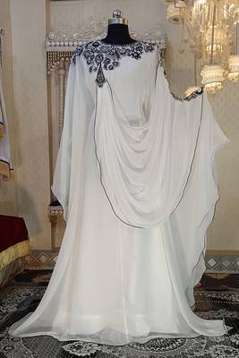 White dubai embroidery kaftan dress 1