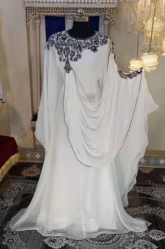 White dubai embroidery kaftan dress