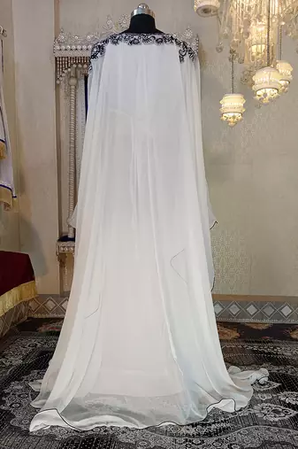 White dubai embroidery kaftan dress