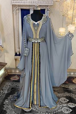Grey moroccan takchita islamic kaftan 1