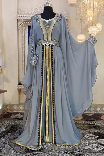 Grey moroccan takchita islamic kaftan