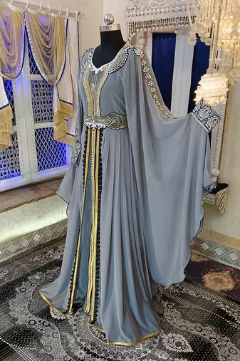 Grey moroccan takchita islamic kaftan