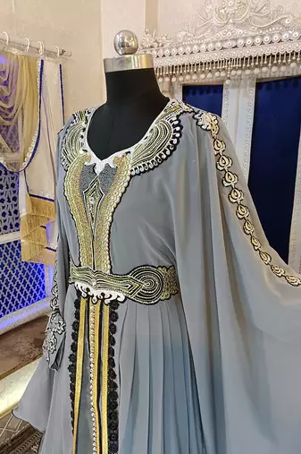 Grey moroccan takchita islamic kaftan