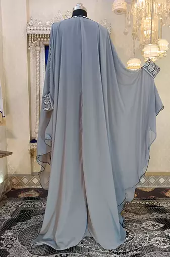 Grey moroccan takchita islamic kaftan