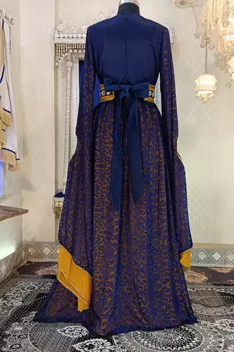 Dark blue and mustard wedding designer caftan