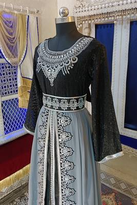 Grey and black designer moroccan kaftan 4