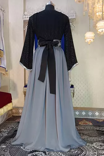 Grey and black designer moroccan kaftan