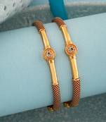 Traditional gold plated bangles for women | ethnic bridal wear | antique finish | set of 2