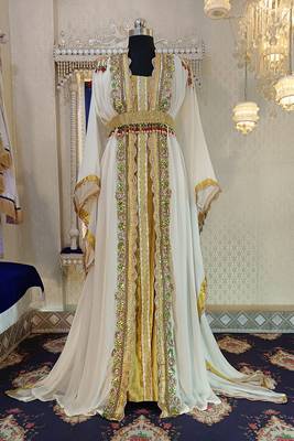 Off white and gold designer islamic kaftan 1