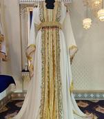 Off white and gold designer islamic kaftan