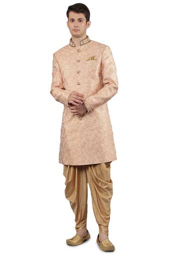 men's slim fit woven design ethnic indowestern sherwani set