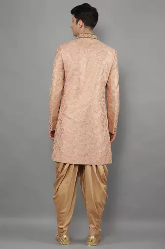 men's slim fit woven design ethnic indowestern sherwani set