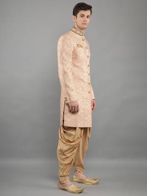 men's slim fit woven design ethnic indowestern sherwani set 3