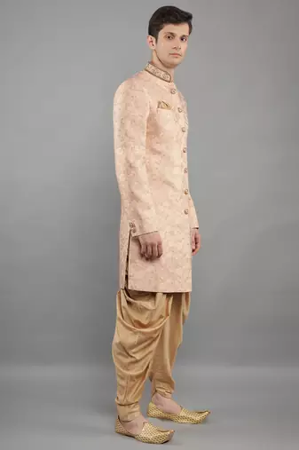 men's slim fit woven design ethnic indowestern sherwani set