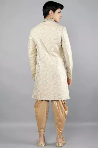 men's slim fit woven design ethnic indowestern sherwani set