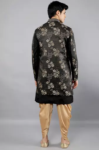 men's slim fit floral design ethnic indowestern sherwani set