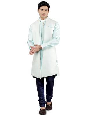 men's geomatric embroidery semi indowestern sherwani set 1