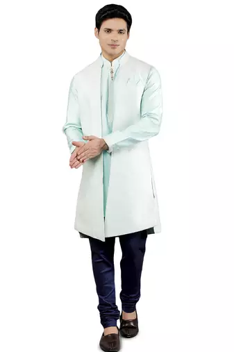 men's geomatric embroidery semi indowestern sherwani set