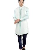 men's geomatric embroidery semi indowestern sherwani set