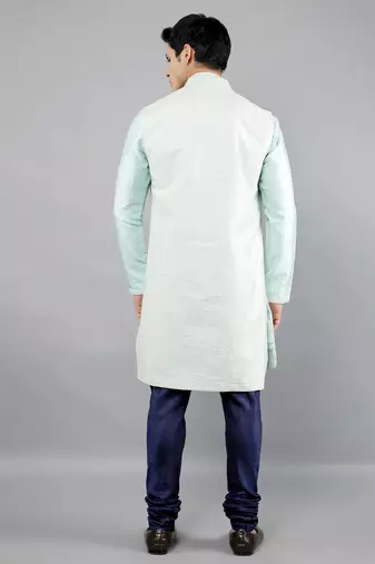 men's geomatric embroidery semi indowestern sherwani set
