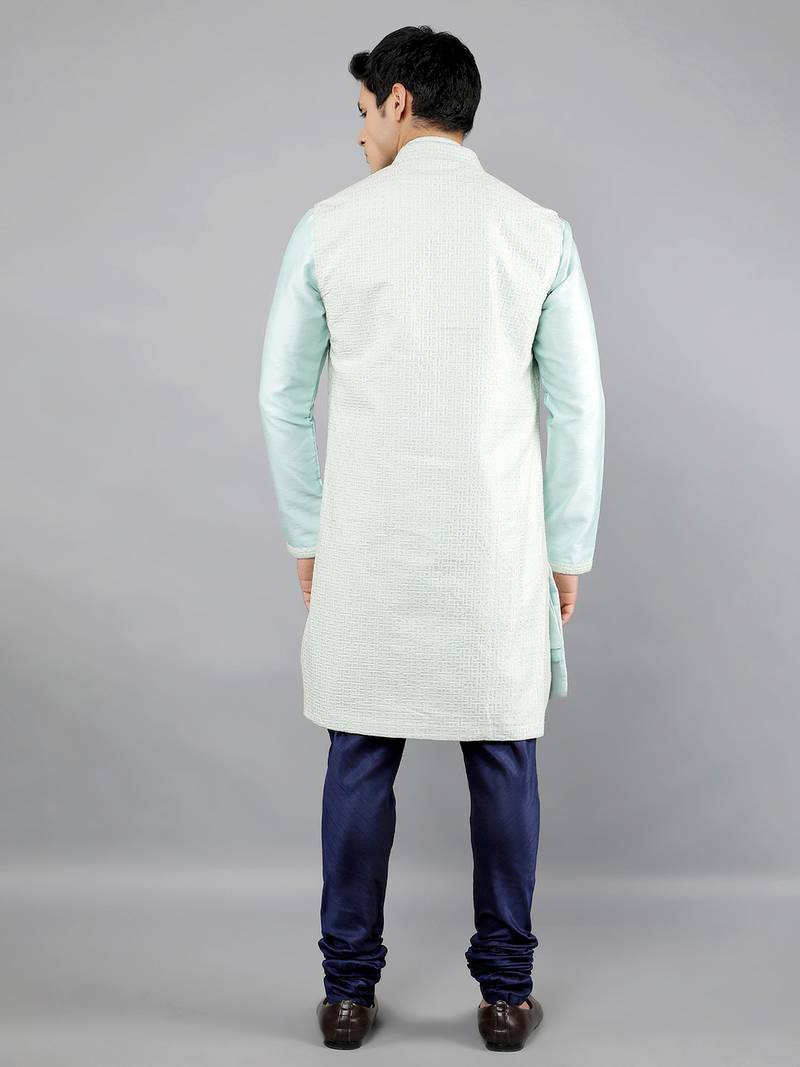men's geomatric embroidery semi indowestern sherwani set