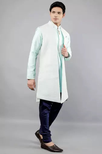 men's geomatric embroidery semi indowestern sherwani set
