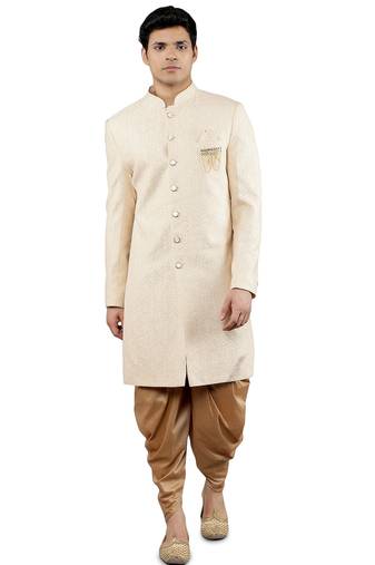 men's geomatric embroidery indowestern sherwani set