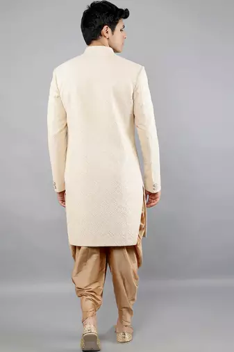 men's geomatric embroidery indowestern sherwani set