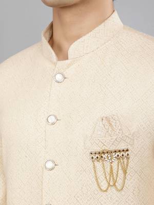 men's geomatric embroidery indowestern sherwani set 4