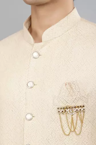 men's geomatric embroidery indowestern sherwani set