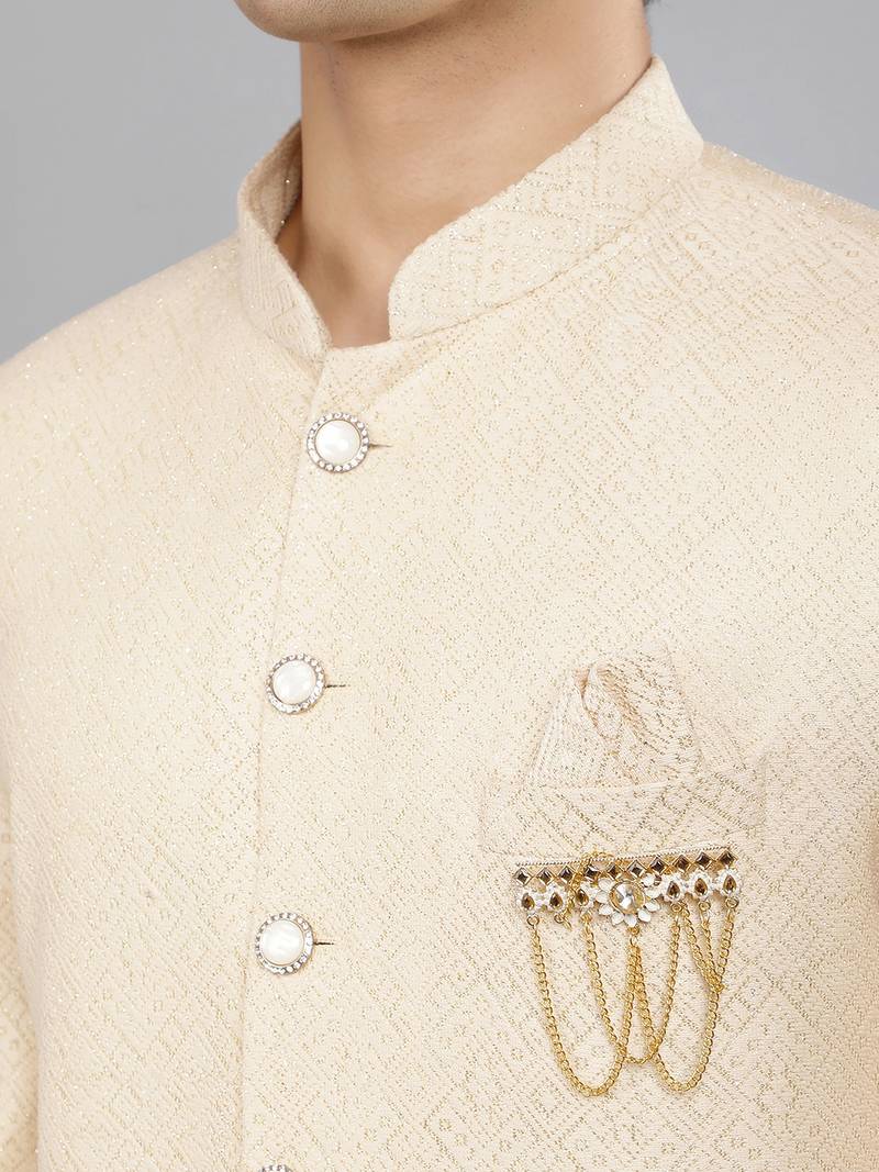 men's geomatric embroidery indowestern sherwani set
