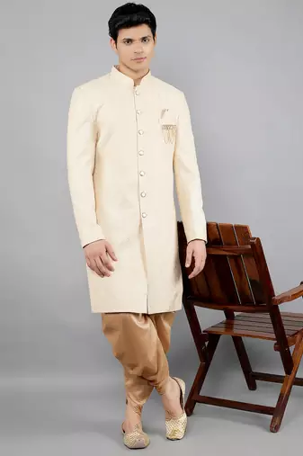 men's geomatric embroidery indowestern sherwani set