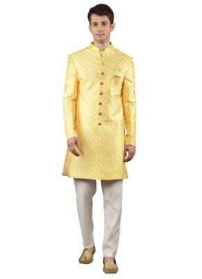 men's slim fit printed indowestern sherwani set 1