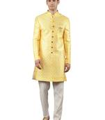 men's slim fit printed indowestern sherwani set