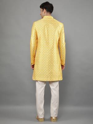 men's slim fit printed indowestern sherwani set 2