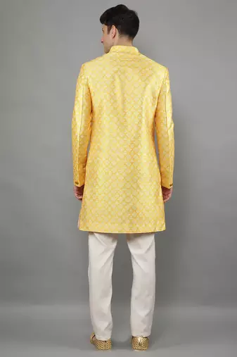 men's slim fit printed indowestern sherwani set