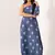 Blue cotton rayon floral printed one shoulder jumpsuit