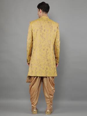 creations men's slim fit floral woven design sherwani set 2