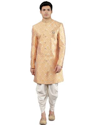 men's slim fit woven design indowestern sherwani set 1
