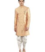 men's slim fit woven design indowestern sherwani set