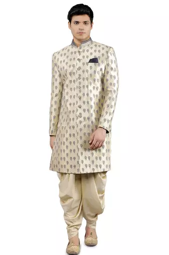 men's printed indowestern sherwani set