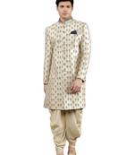 men's printed indowestern sherwani set