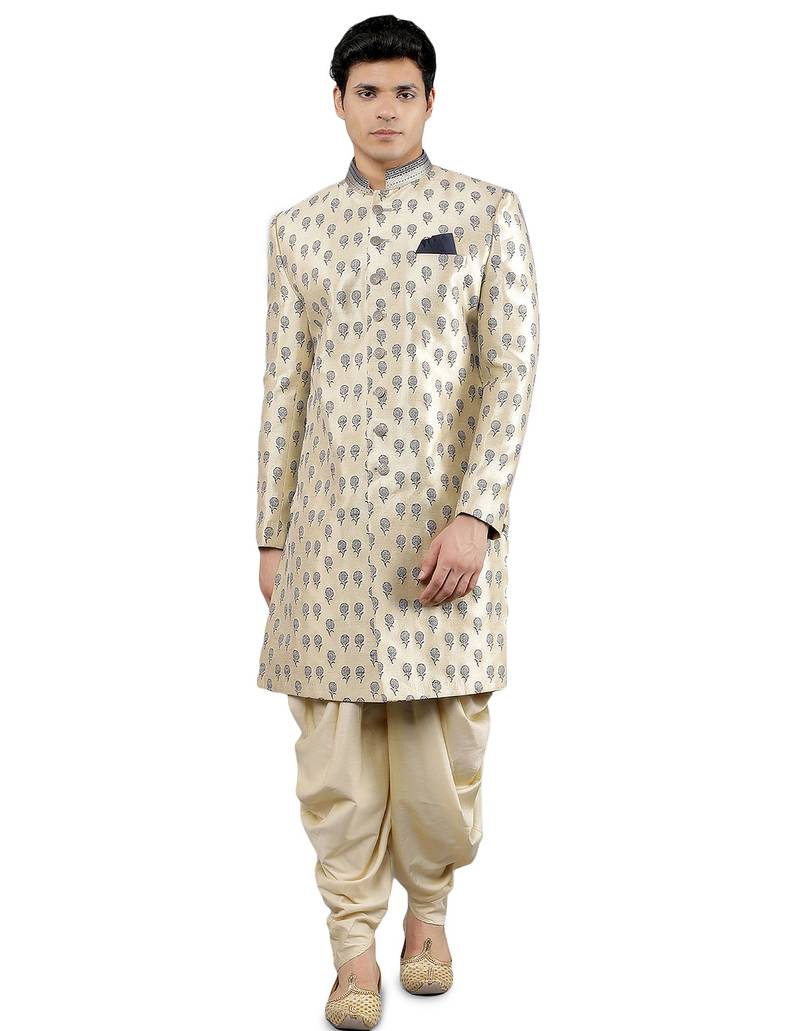 men's printed indowestern sherwani set