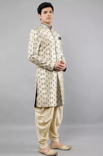 men's printed indowestern sherwani set