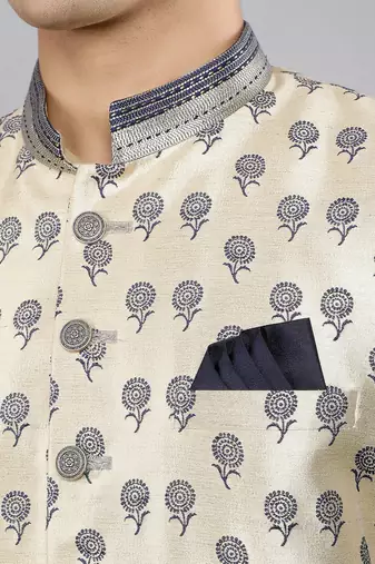men's printed indowestern sherwani set