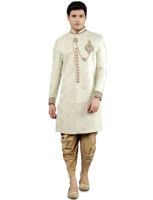 men's floral woven embroidery sherwani set 1