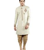 men's floral woven embroidery sherwani set