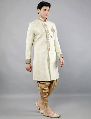 men's floral woven embroidery sherwani set 3