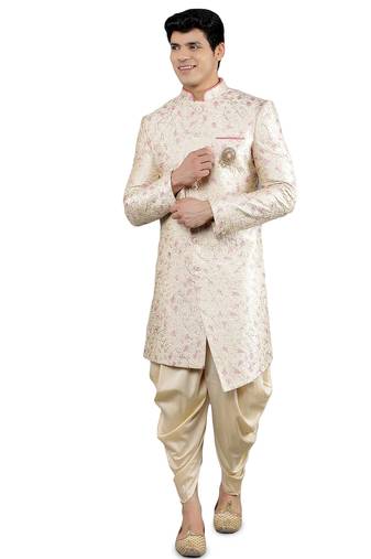 men's floral embroidery sherwani set