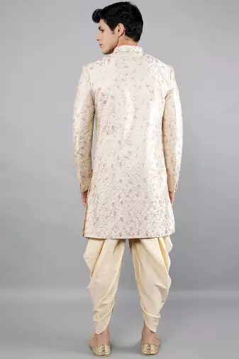 men's floral embroidery sherwani set